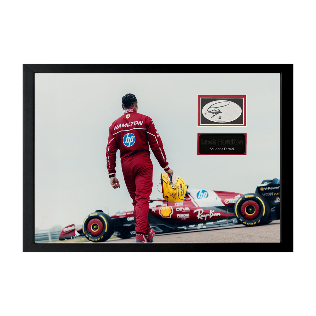 Lewis Hamilton Signed Scuderia Ferrari Cut Iconic Frame