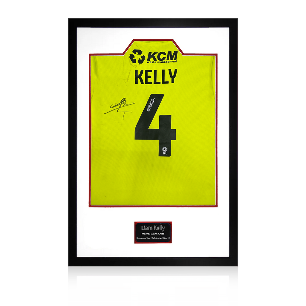 Liam Kelly Match-Worn & Signed Rotherham United Shirt Premium Frame