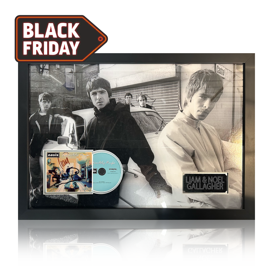 Liam & Noel Gallagher Signed Definitely Maybe CD Iconic Frame (Beckett)