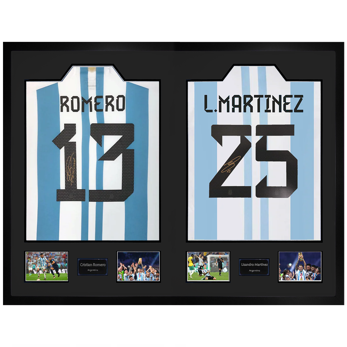 Cristian Romero & Lisandro Martínez Signed Argentina Ultra Premium Frame