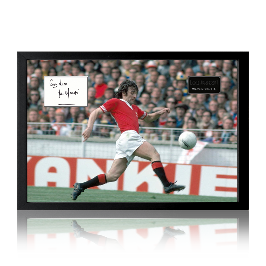 Lou Macari Signed Manchester United Cut Iconic Frame