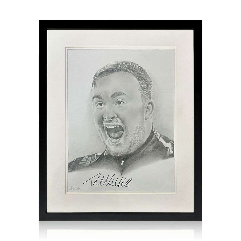 Luke Littler Signed Sketched Image Deluxe Mount Frame