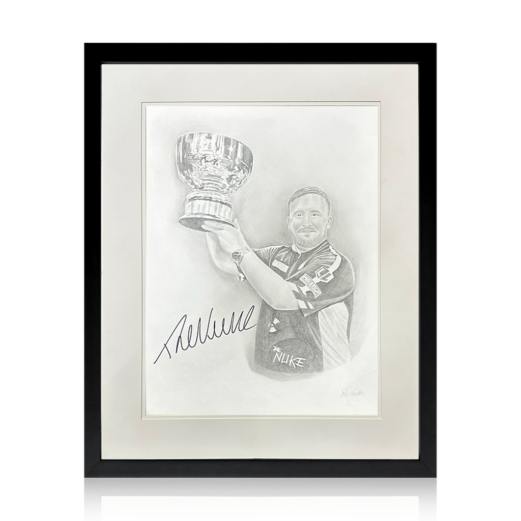 Luke Littler Signed Sketched Image Deluxe Mount Frame
