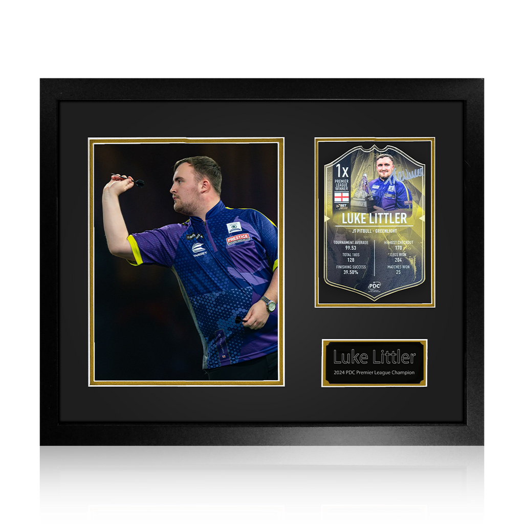 Luke Littler Signed Ultimate Darts Card Deluxe Mount Frame