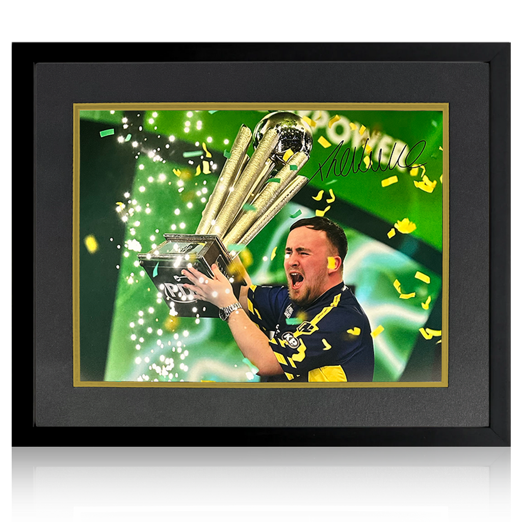 Luke Littler Signed 2025 World Champion Image Deluxe Mount Frame