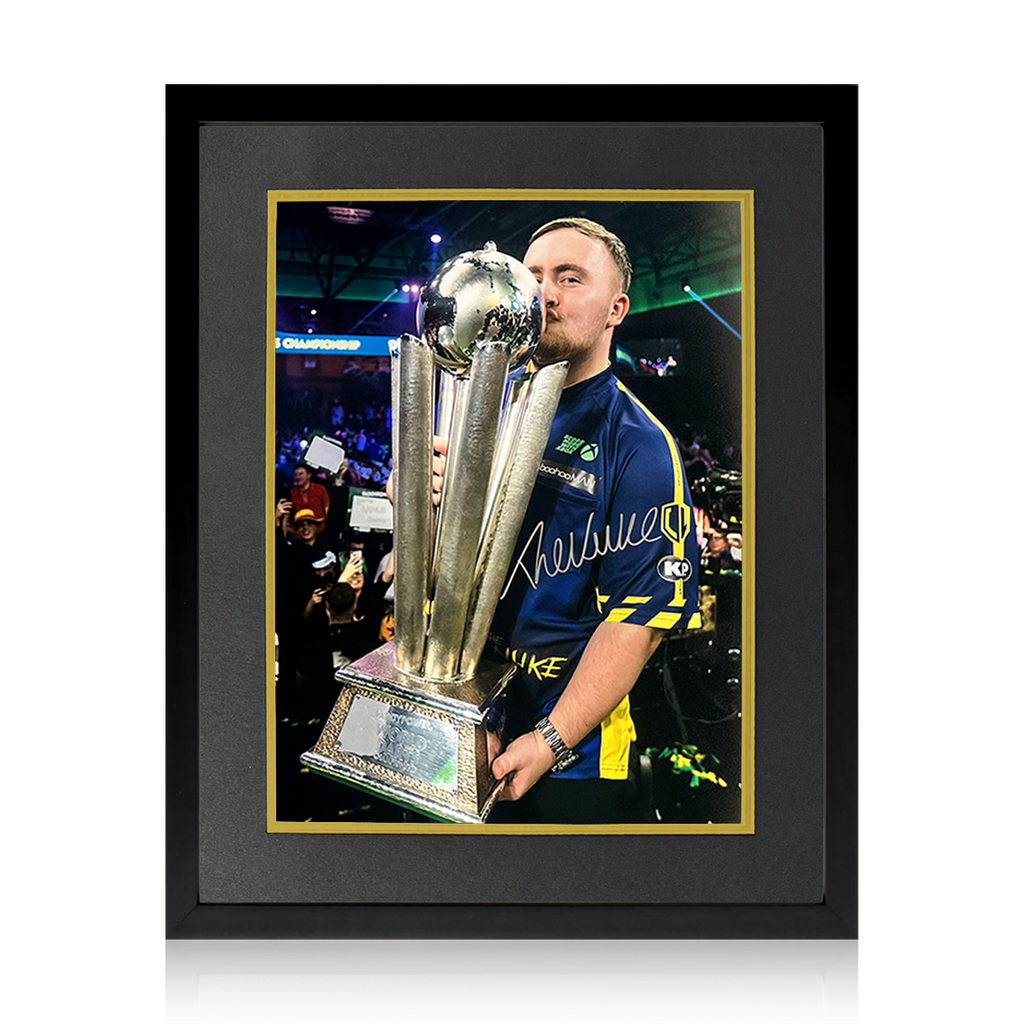 Luke Littler Signed 2025 World Champion Image Deluxe Mount Frame