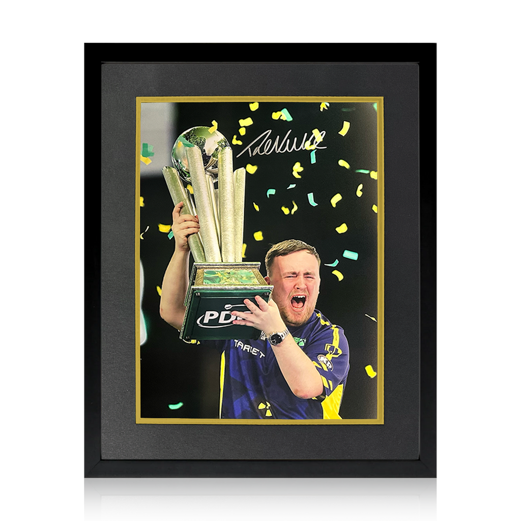 Luke Littler Signed 2025 World Champion Image Deluxe Mount Frame