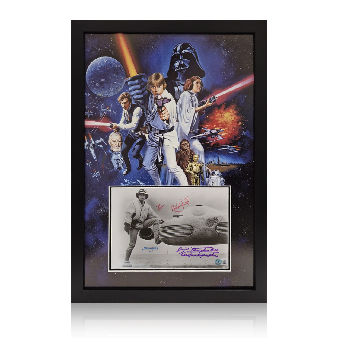 Mark Hamill, Gilbert Taylor & John Mollo Signed Star Wars: Episode IV – A New Hope Iconic Frame (Beckett)