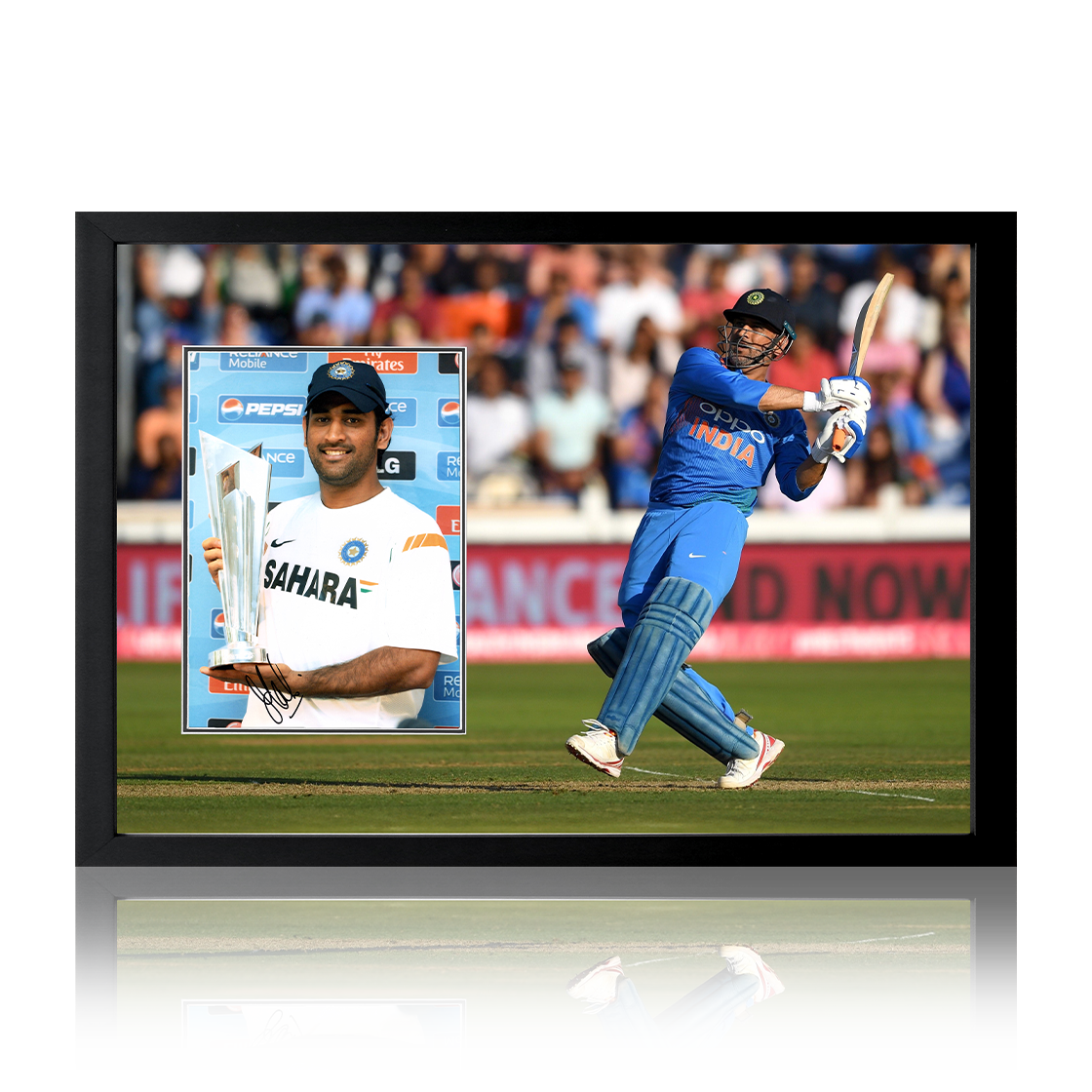 MS Dhoni Signed Image Iconic Frame