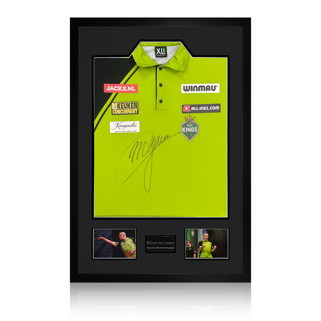 Michael van Gerwen Signed Match Worn Shirt Premium Frame