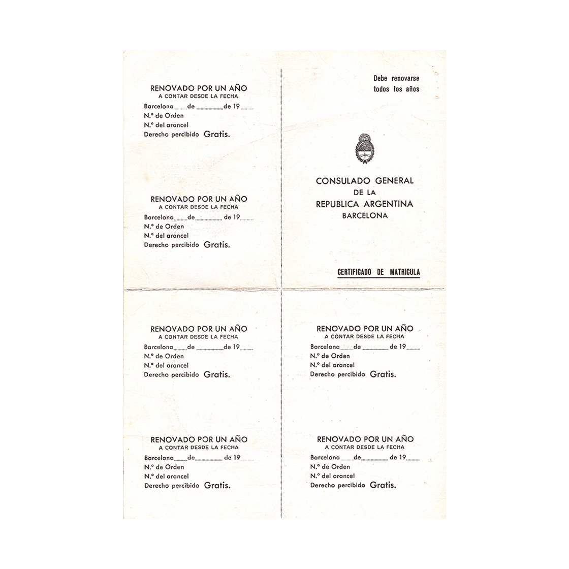 Diego Maradona Signed Barcelona Certificate Of Registration (JSA)