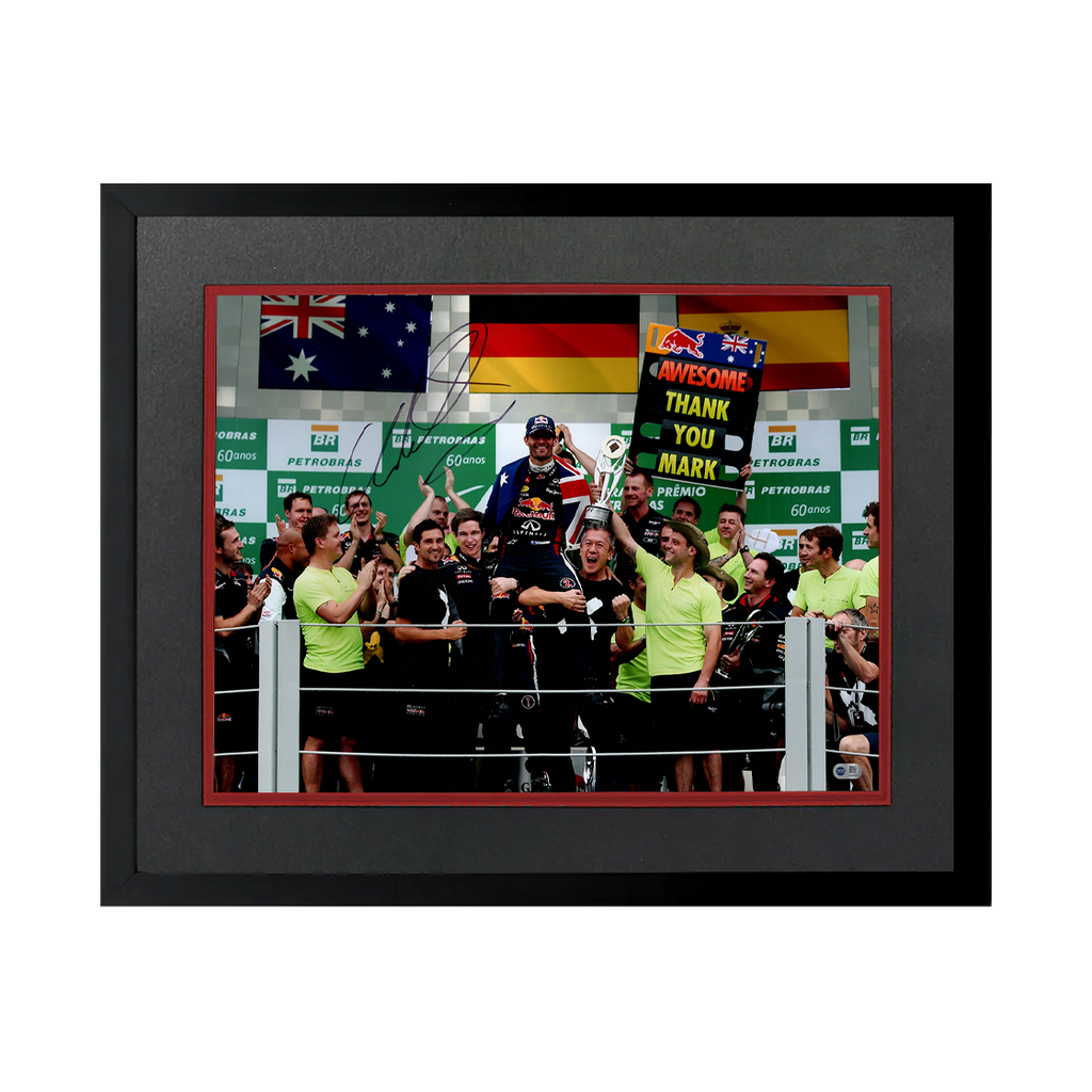 Mark Webber Signed 16x12 Image Deluxe Mount Frame (ACG Cert)