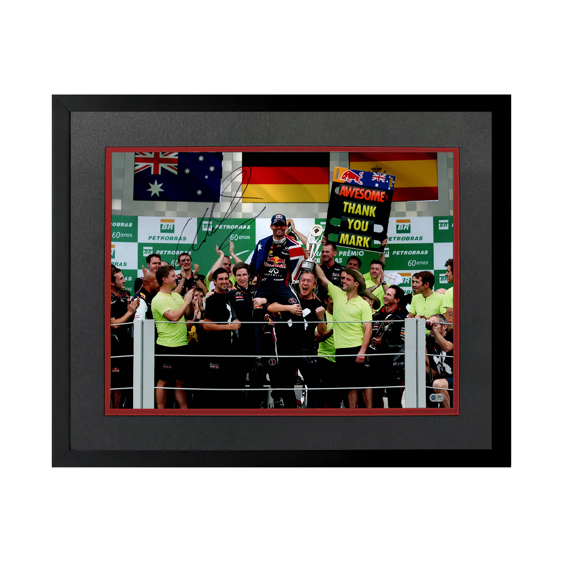 Mark Webber Signed 16x12 Image Deluxe Mount Frame (ACG Cert)