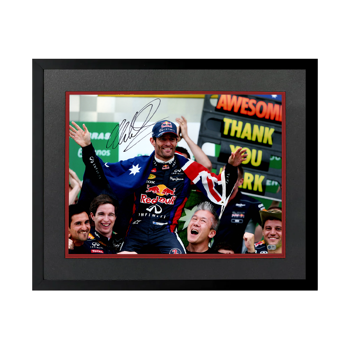 Mark Webber Signed 16x12 Image Deluxe Mount Frame (ACG Cert)