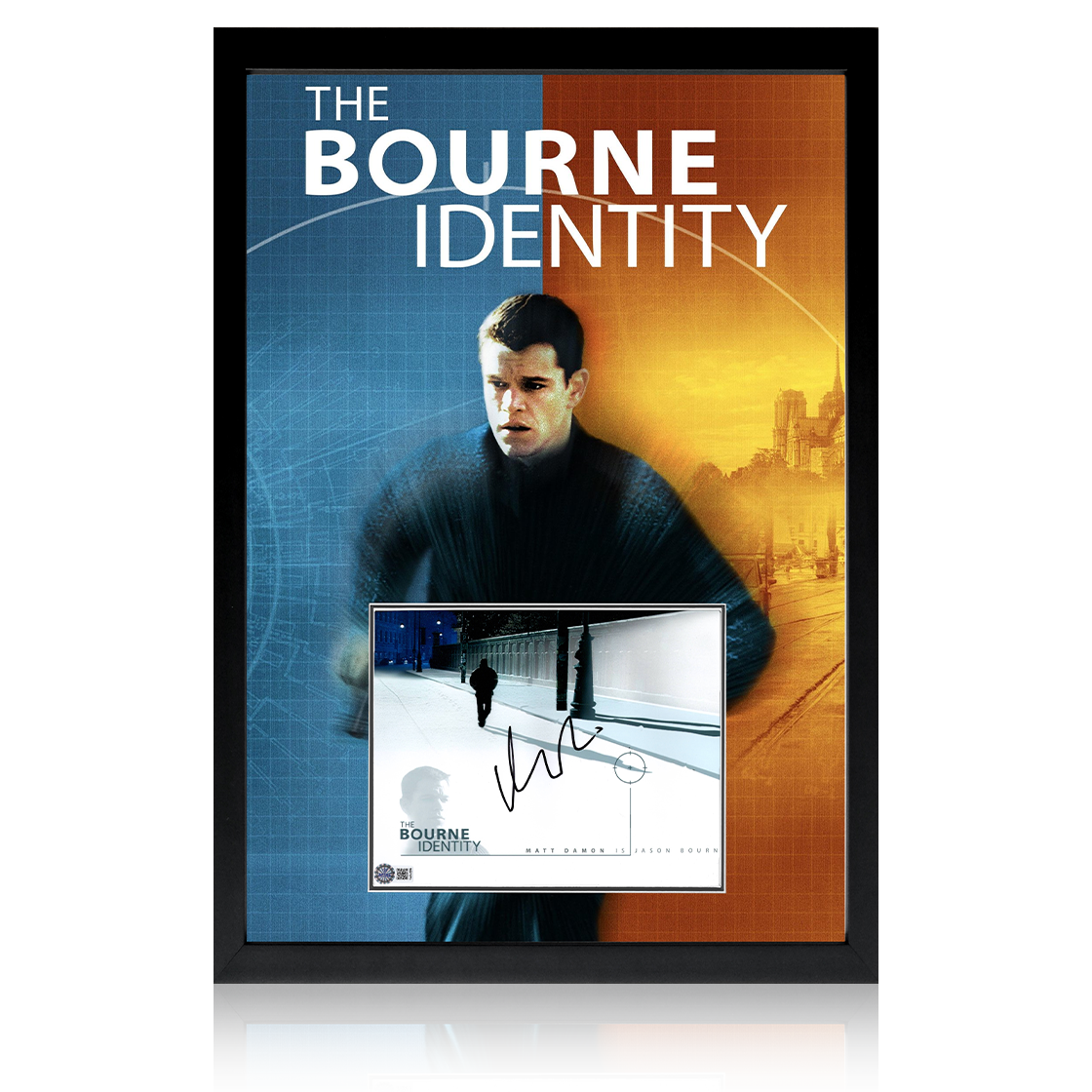 Matt Damon Signed The Bourne Identity Image Iconic Frame (AFTAL Authentication)