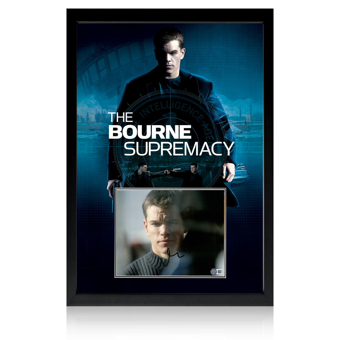 Matt Damon Signed The Bourne Supremacy Image Iconic Frame (AFTAL Authentication)