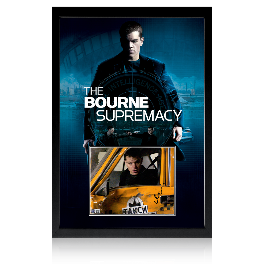 Matt Damon Signed The Bourne Supremacy Image Iconic Frame (AFTAL Authentication)
