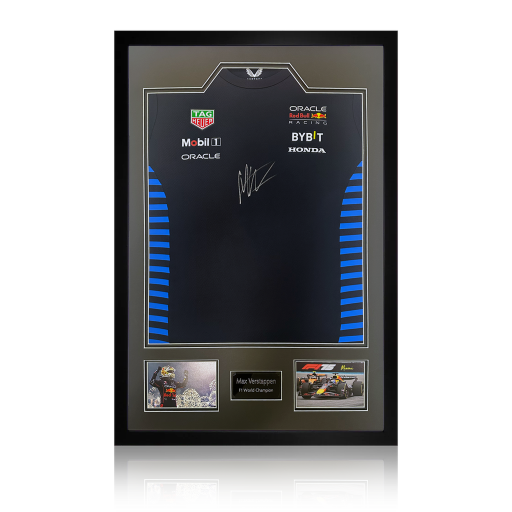 Max Verstappen Signed Red Bull F1 Shirt Premium Frame