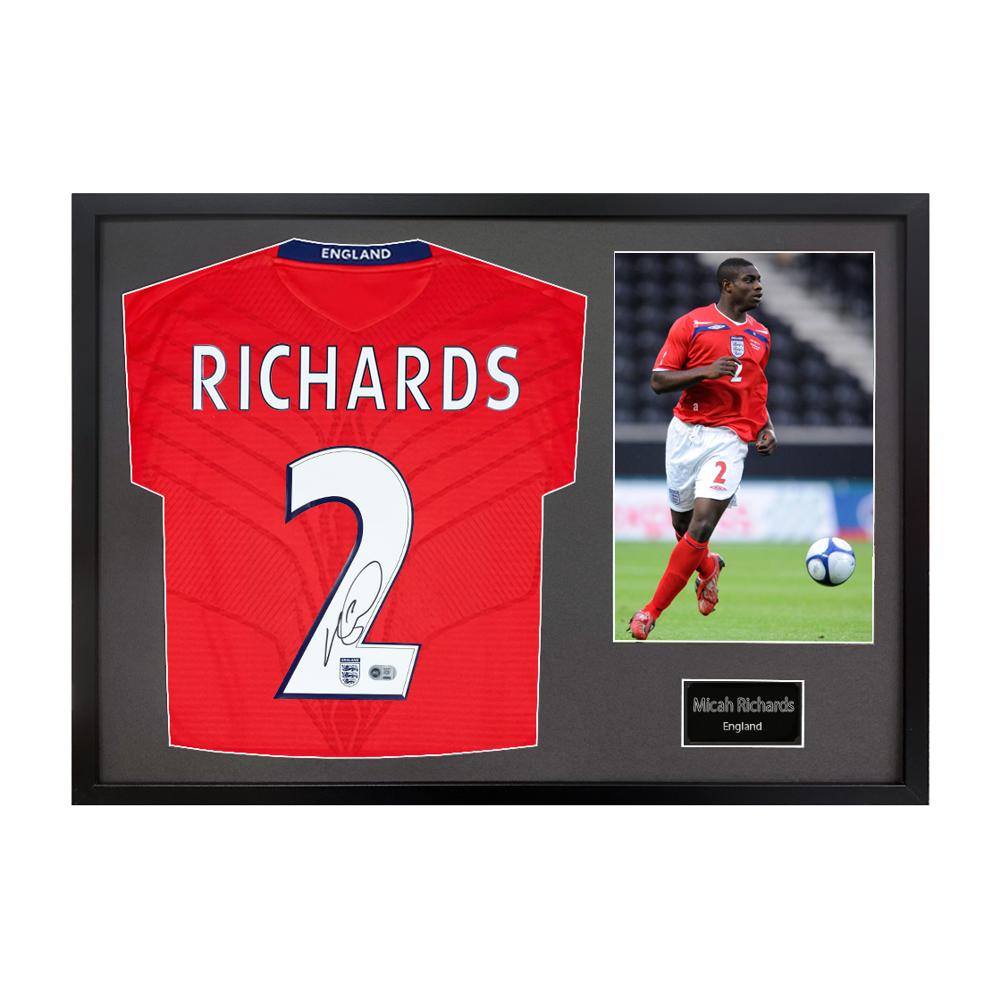 Micah Richards Signed England Shirt Classic Frame (ACG Cert)