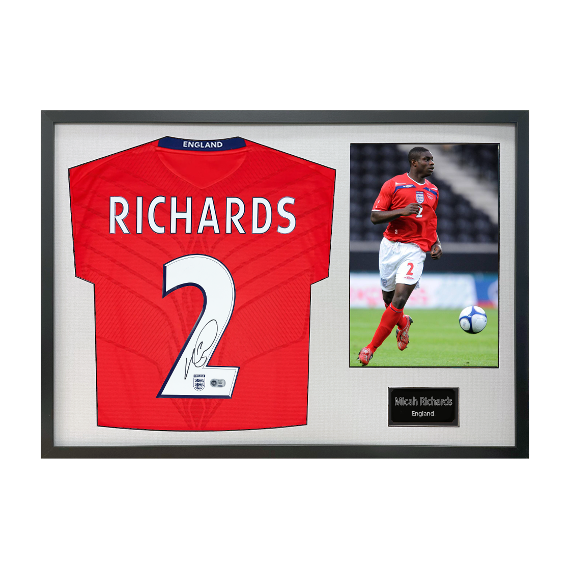 Micah Richards Signed England Shirt Classic Frame (ACG Cert)