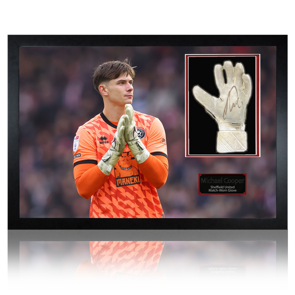 Michael Cooper Signed & Match-Worn Sheffield United Glove Iconic Frame #2