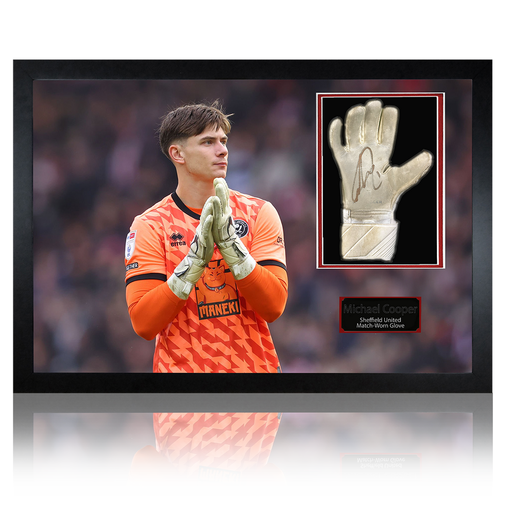 Michael Cooper Signed & Match-Worn Sheffield United Glove Iconic Frame #1