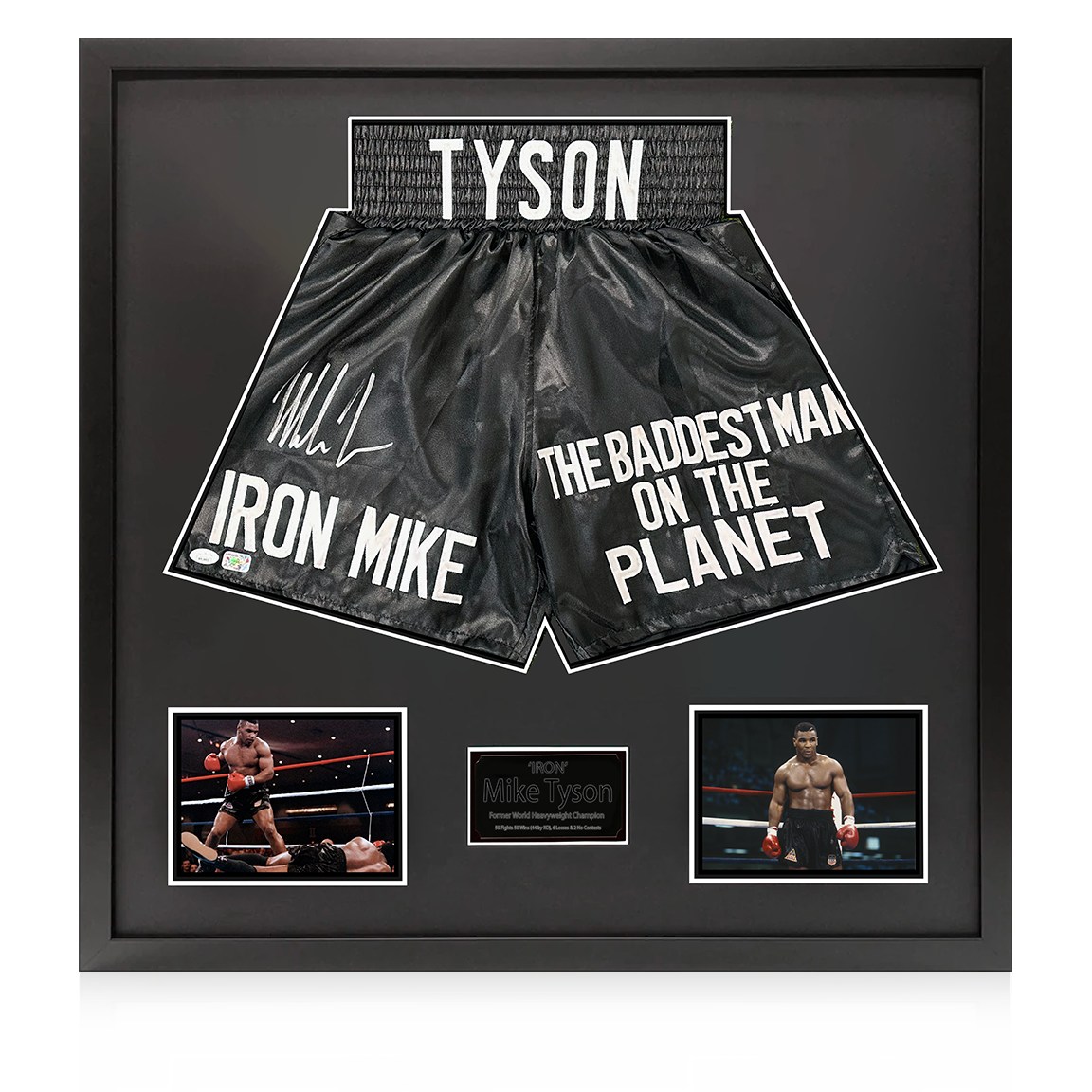 Mike Tyson Signed Framed Shorts Display (JSA)