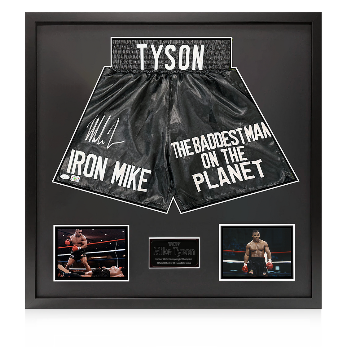 Mike Tyson Signed Framed Shorts Display (JSA)