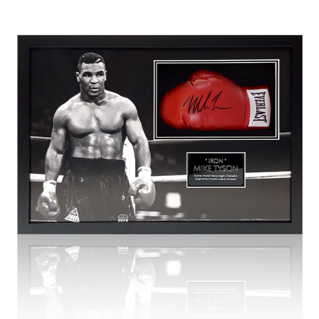 Mike Tyson Signed Red Everlast Glove Iconic Frame