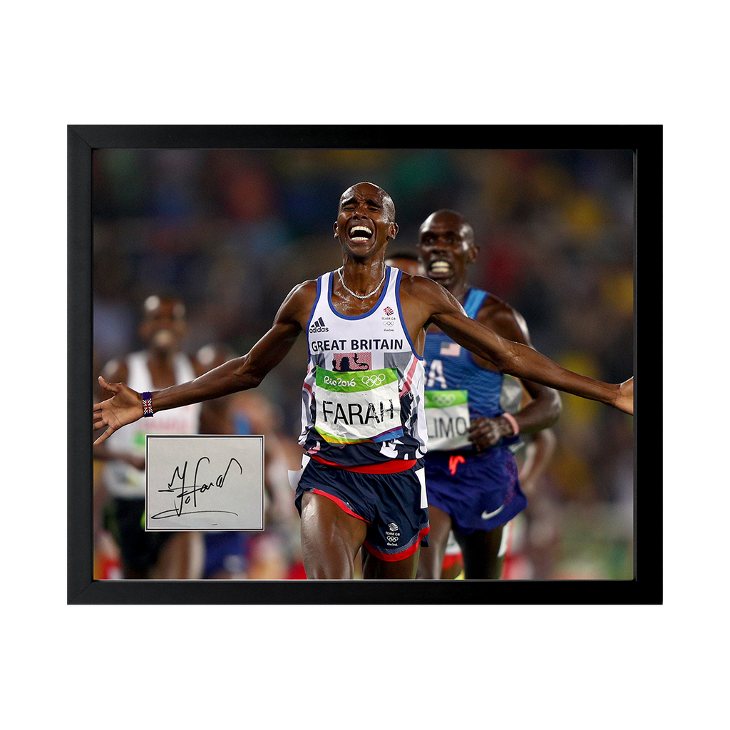 Mo Farah Signed Cut Deluxe Mount Frame