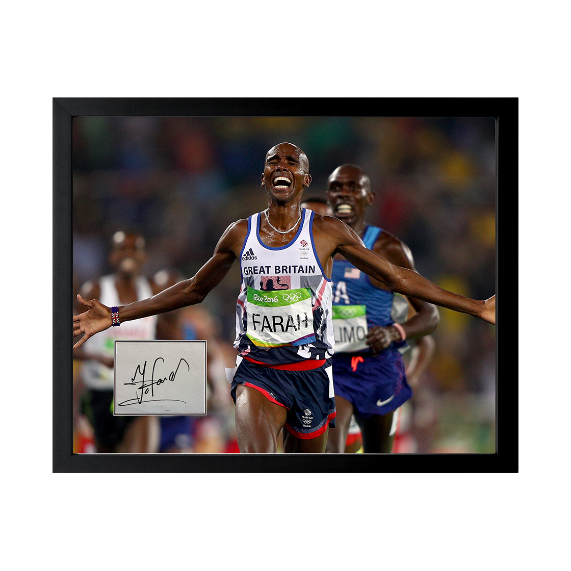 Mo Farah Signed Cut Deluxe Mount Frame