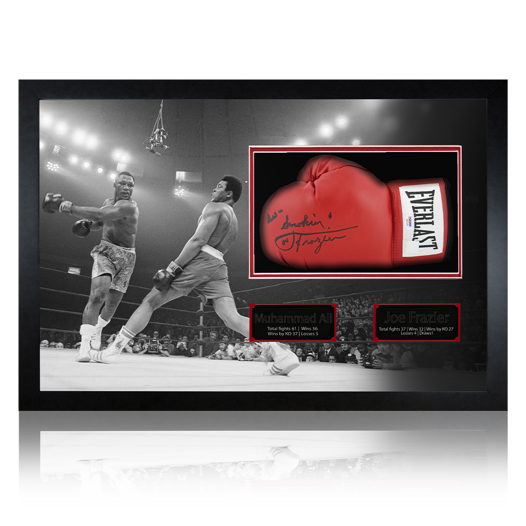 Muhammad Ali & Joe Frazier Signed Glove Iconic Frame (PSA)