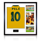Pele Back Signed Framed Shirt Elite Frame (PSA)