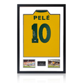 Pele Back Signed Brazil Shirt Premium Frame (PSA)