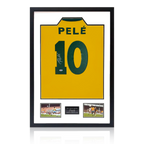Pele Back Signed Brazil Shirt Premium Frame (PSA)