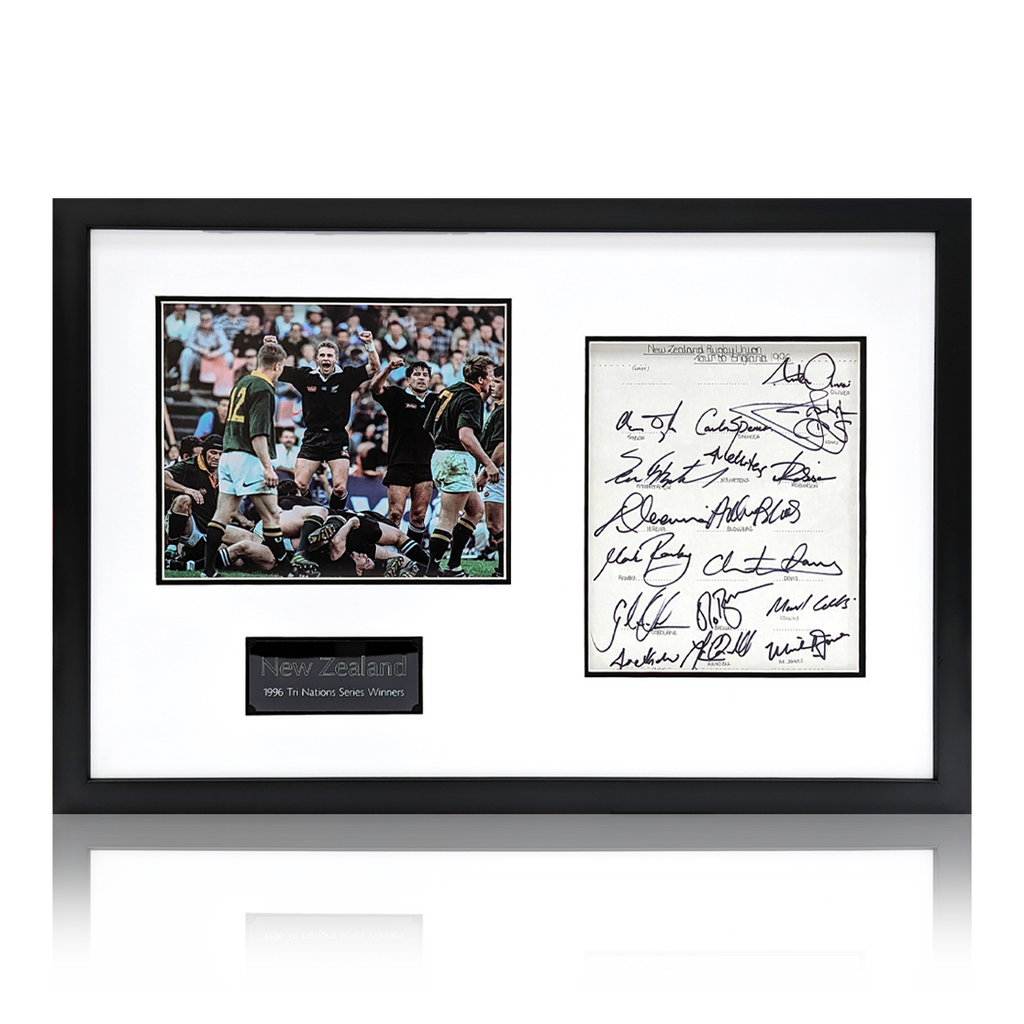 New Zealand All Blacks 1996 Signed Tour Sheet Deluxe Mount Frame