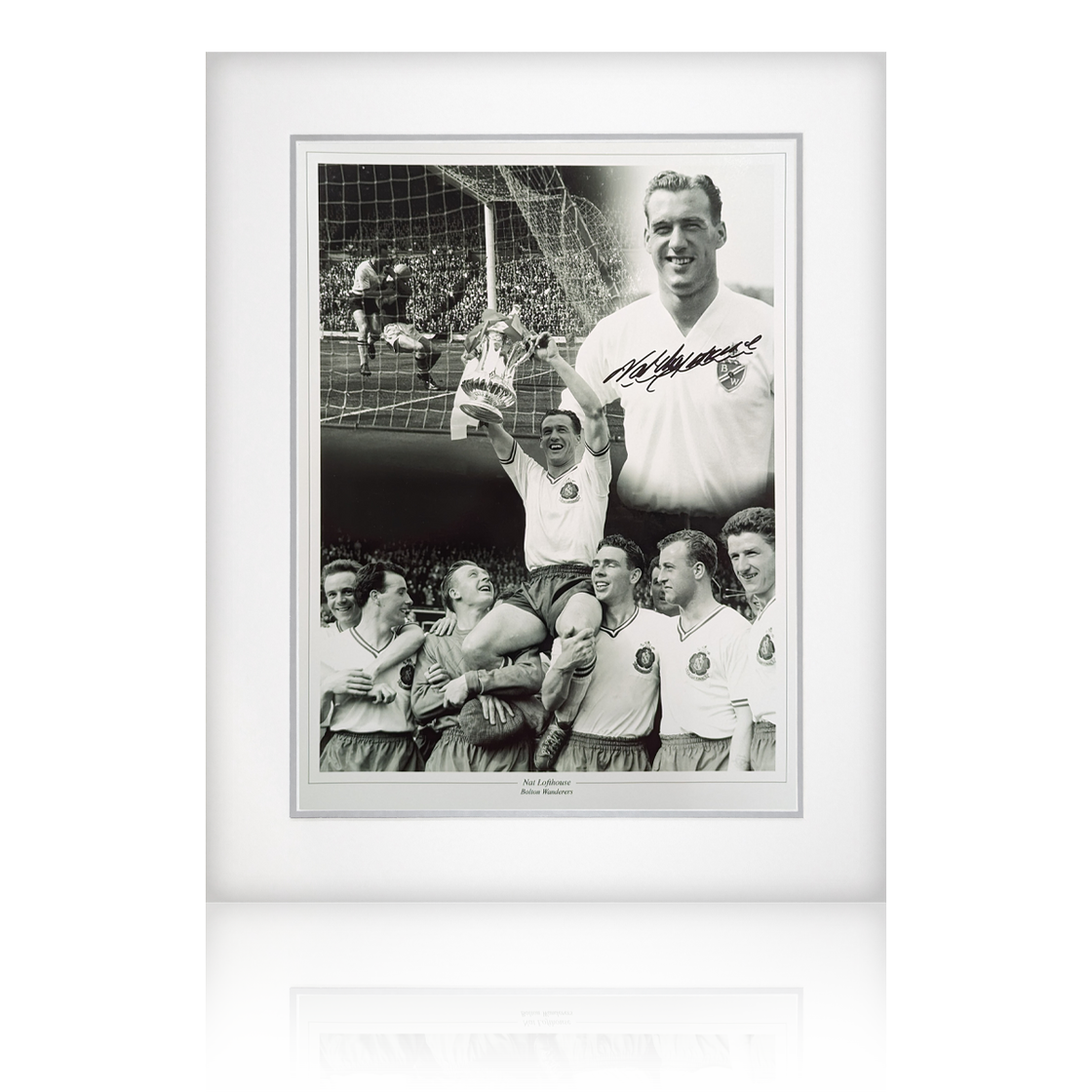 Nat Lofthouse Signed Bolton Wanderers Mount