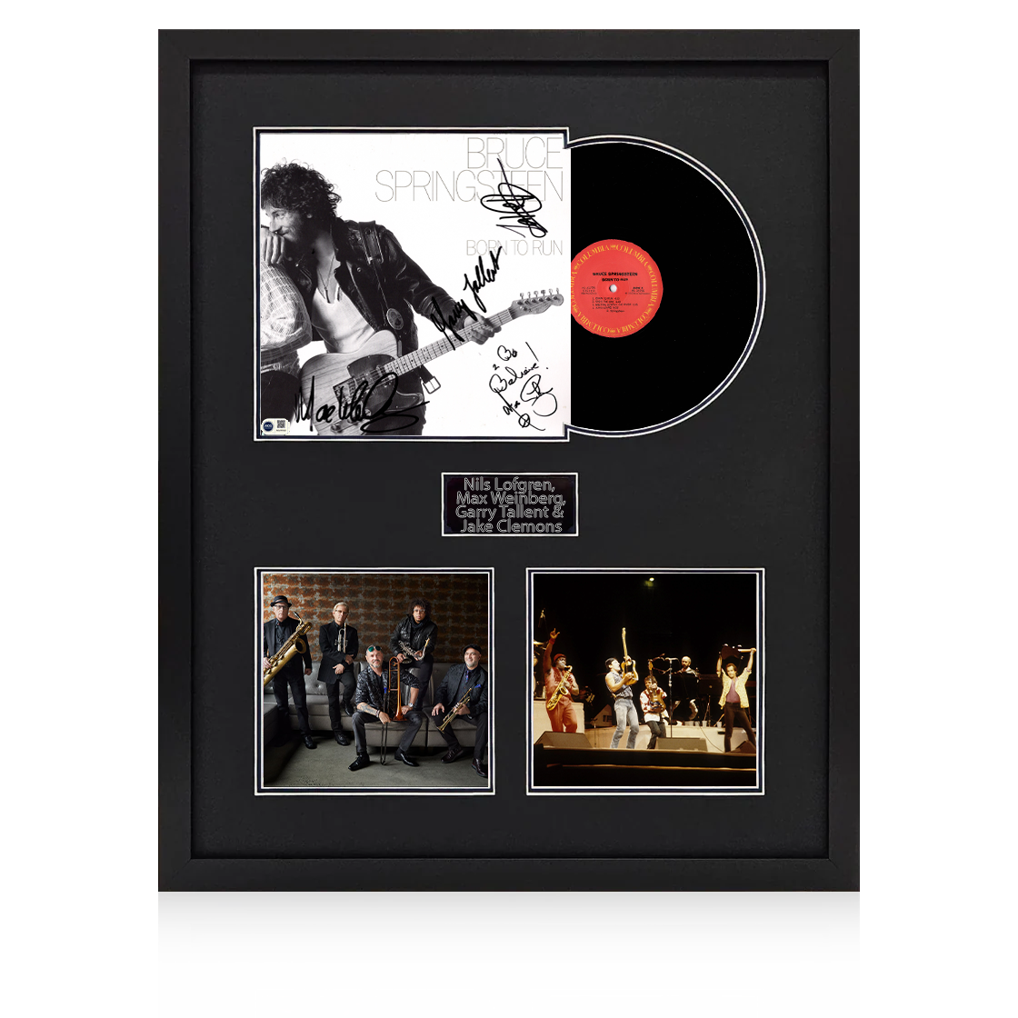 Nils Lofgren, Max Weinberg, Garry Tallent, Jake Clemons Signed LP Elite Frame (ACG Cert)