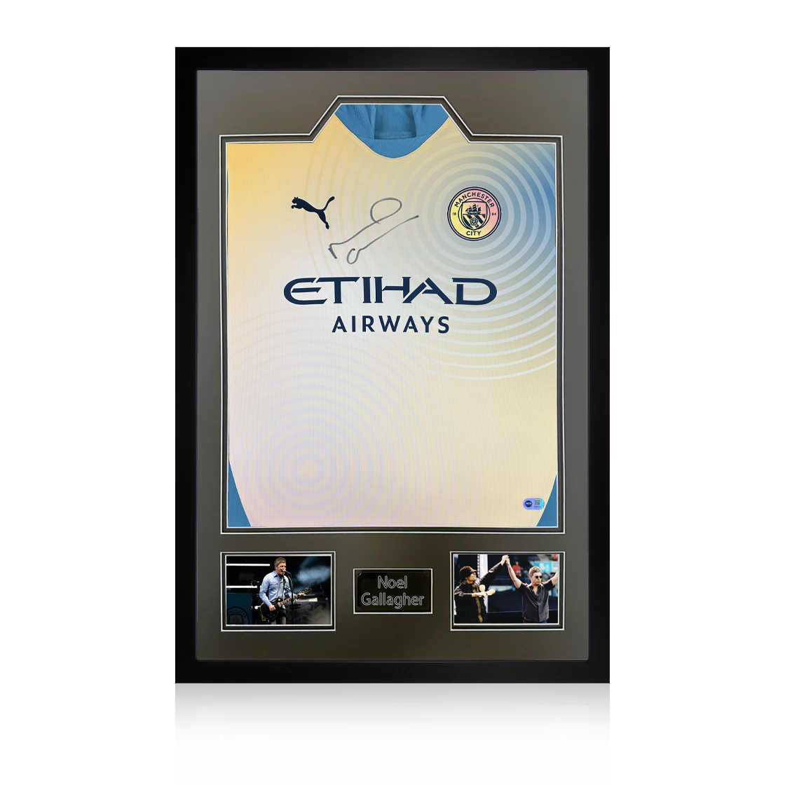 Noel Gallagher Signed Manchester City Shirt Premium Frame (ACG Cert)