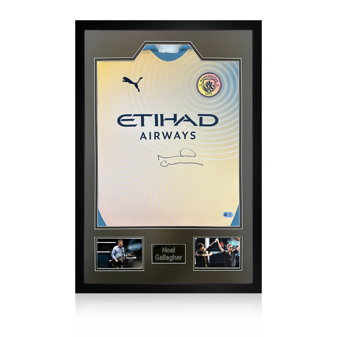 Noel Gallagher Signed Manchester City Shirt Premium Frame (ACG Cert)