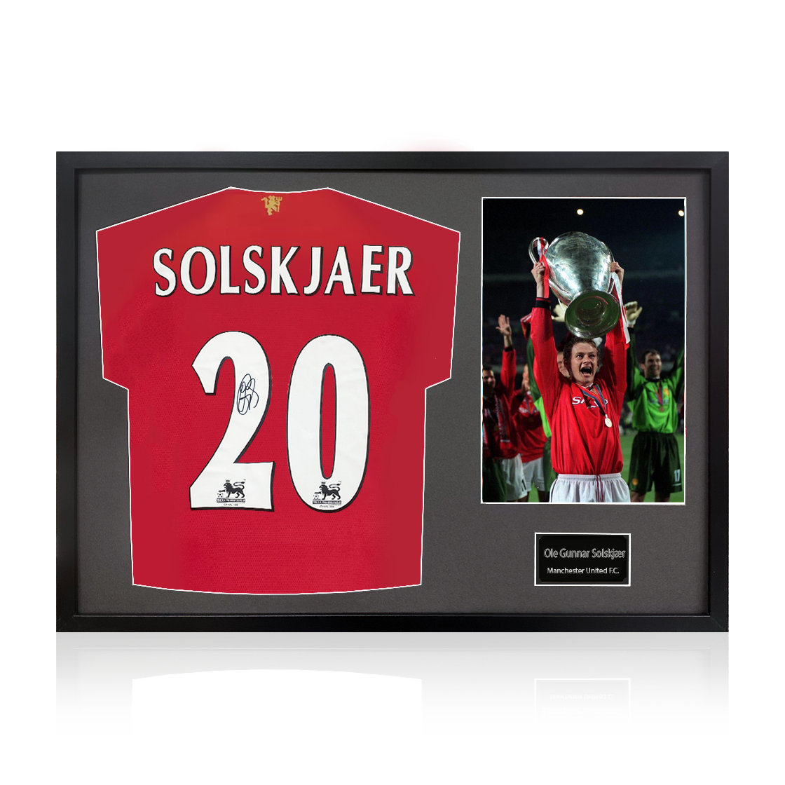 Ole Gunnar Solskjær Signed Manchester United Shirt Classic Frame (ACG Cert)