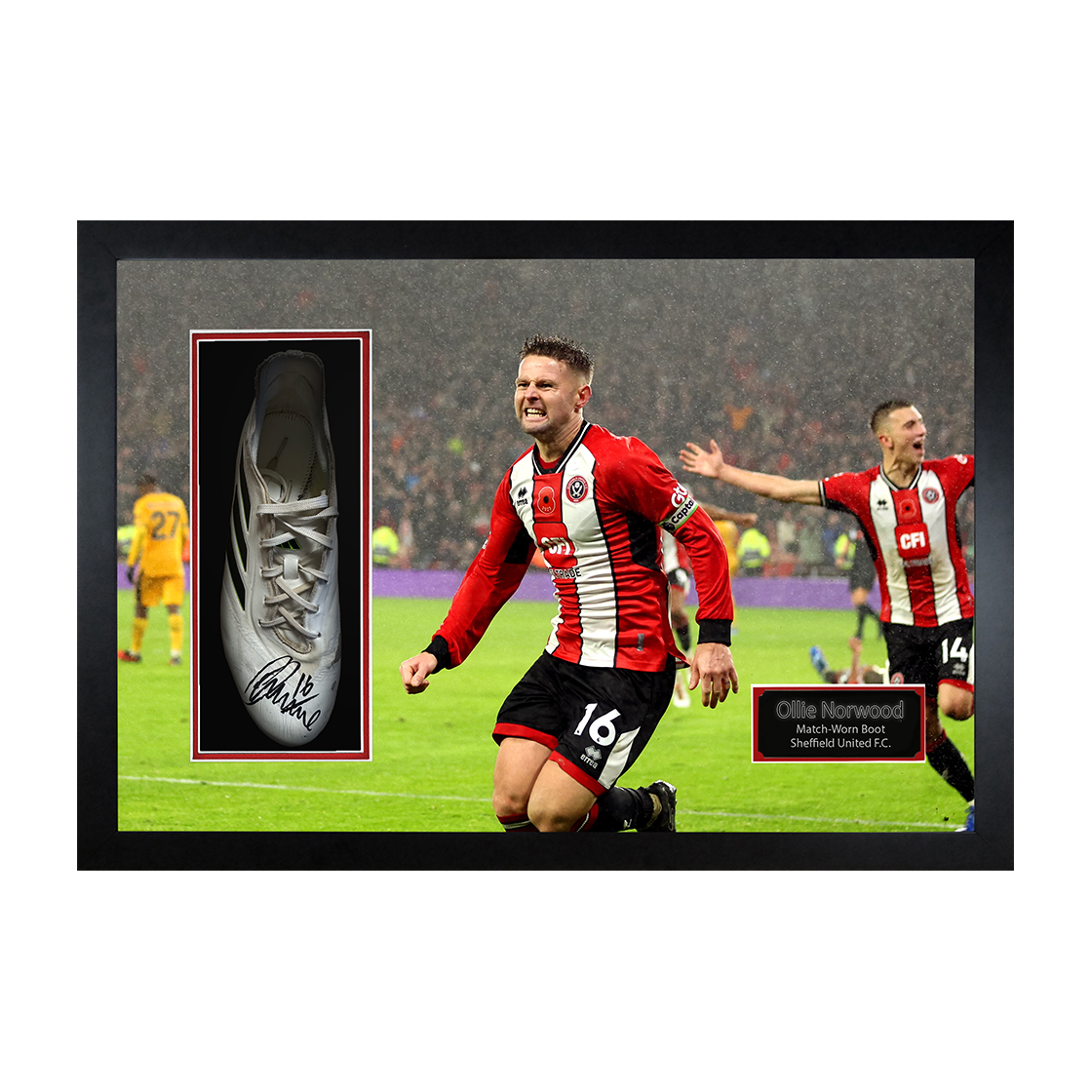 Ollie Norwood Signed & Match-Worn Sheffield United Boot Iconic Frame