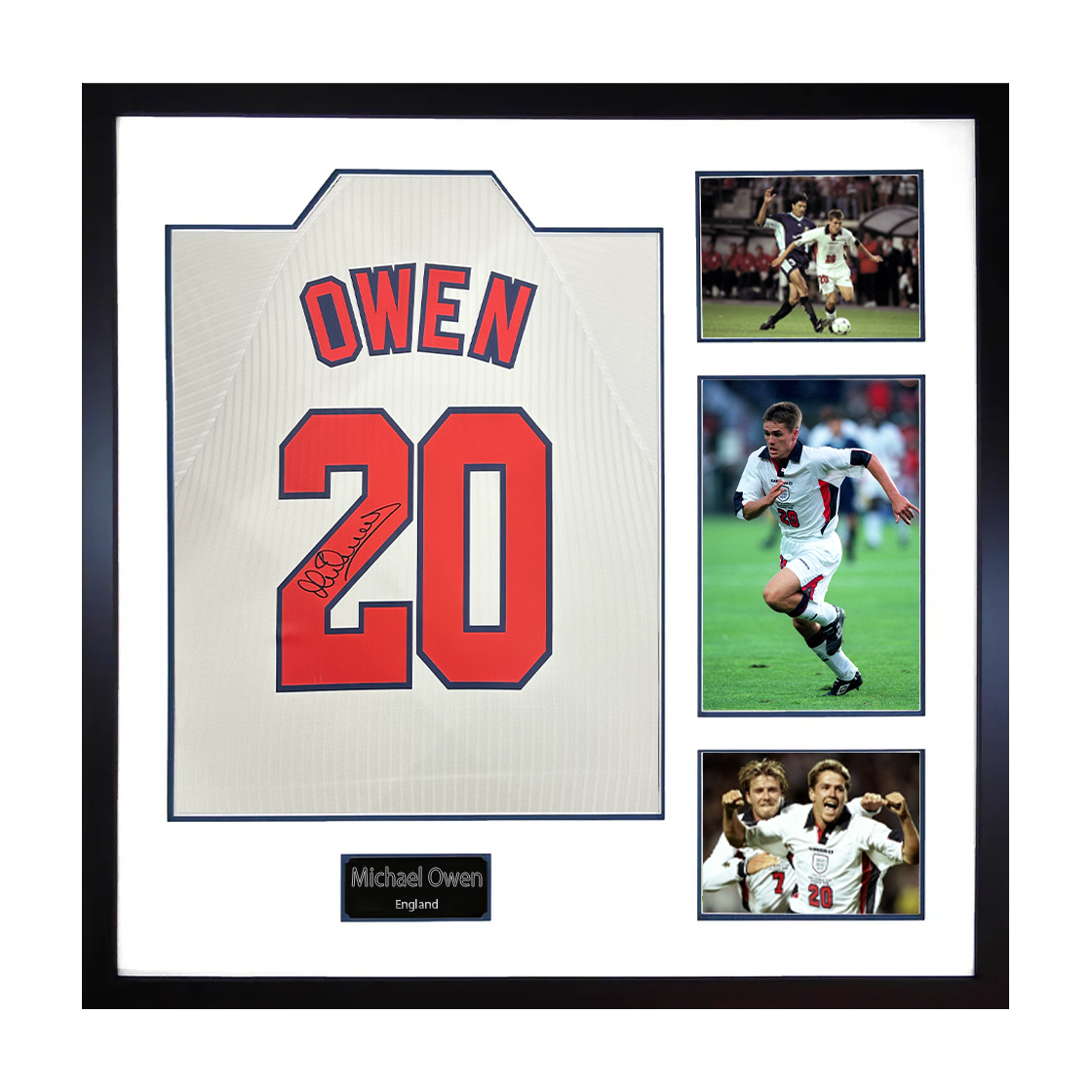 Michael Owen Signed England 98' Shirt Elite Frame