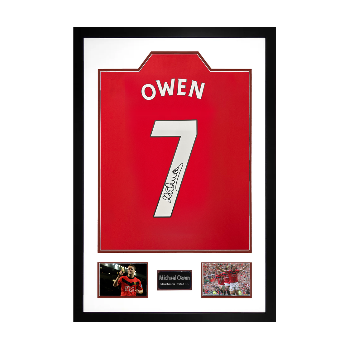 Michael Owen Signed Manchester United Shirt Premium Frame