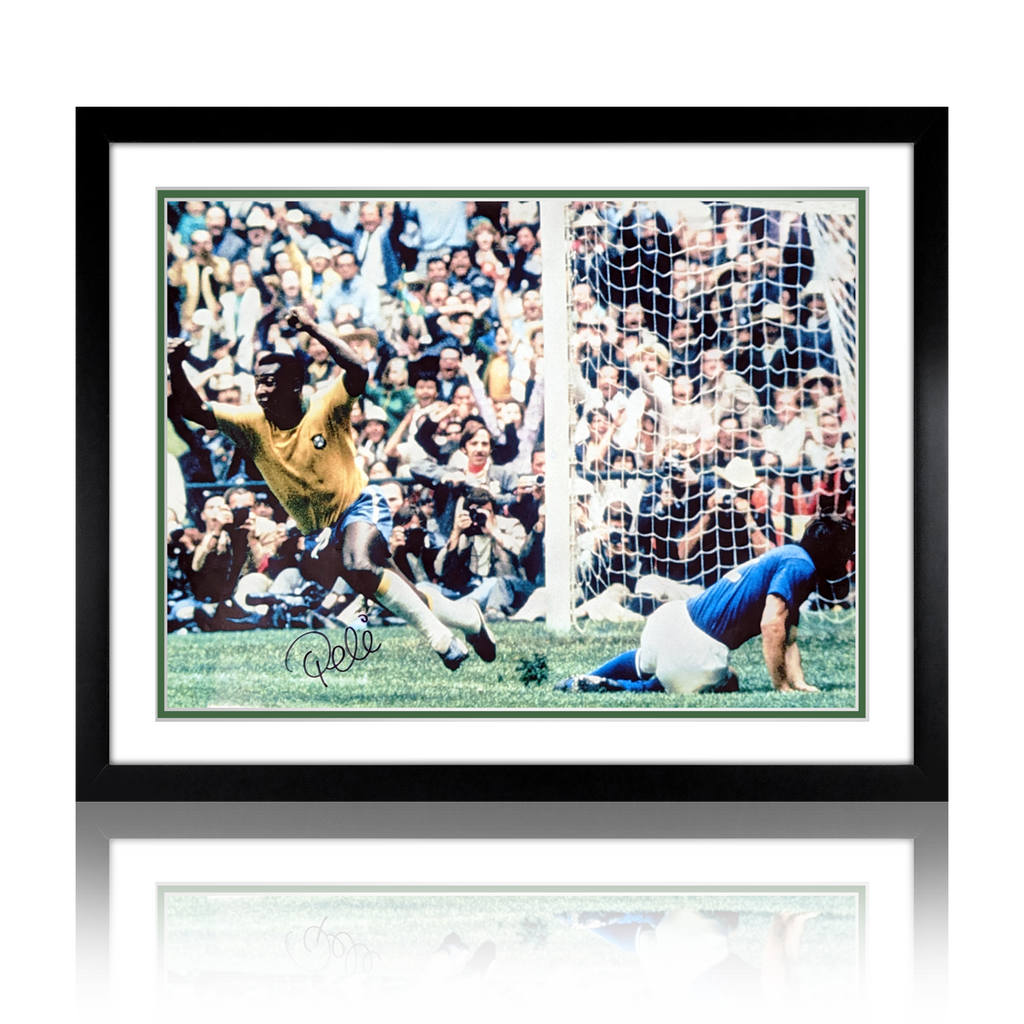 Pele Signed Brazil Goal Image Deluxe Mount Frame