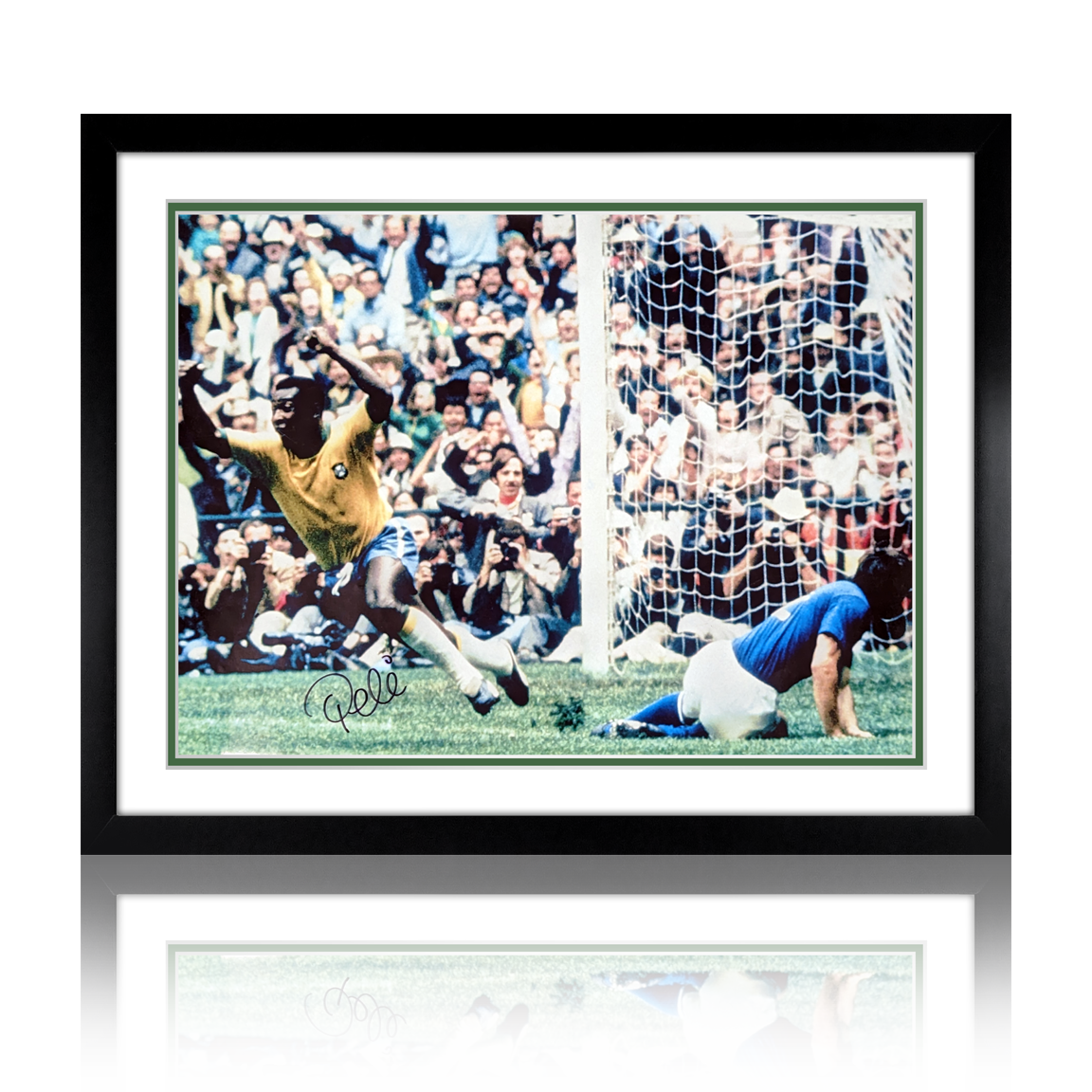 Pele Signed Brazil Goal Image Deluxe Mount Frame