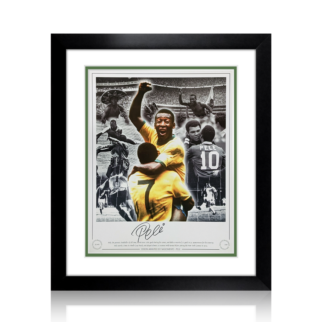 Pele Signed Brazil Image Deluxe Mount Frame