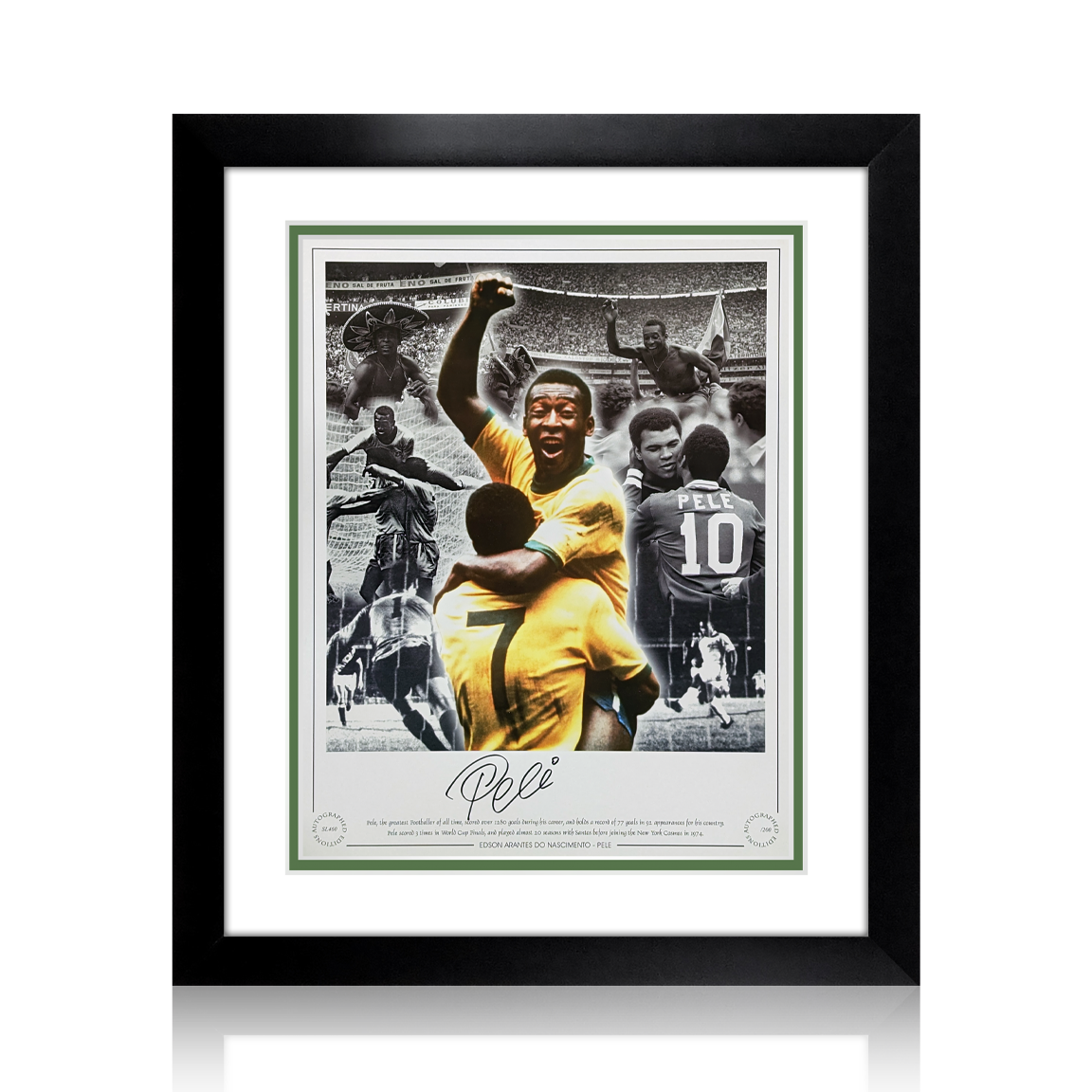 Pele Signed Brazil Image Deluxe Mount Frame