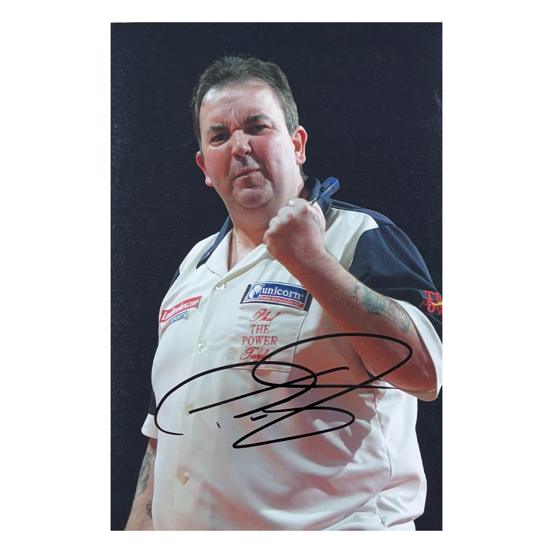 Phil Taylor White Shirt Fist Pump12x8