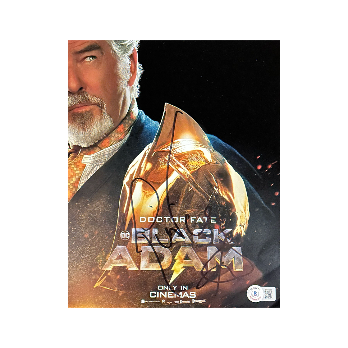 Pierce Brosnan Signed Black Adam 10x8 Photo (Beckett)